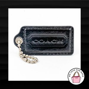 2.5" Large COACH BLACK PATENT LEATHER KEY FOB BAG CHARM KEYCHAIN HANGTAG TAG